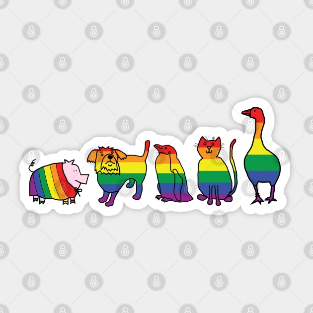 Cute Animals Group Ready For Pride Month Sticker by ellenhenryart